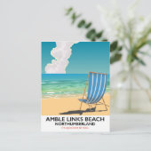 Amble Links Beach Northumberland Reisposter Briefkaart (Staand voorkant)