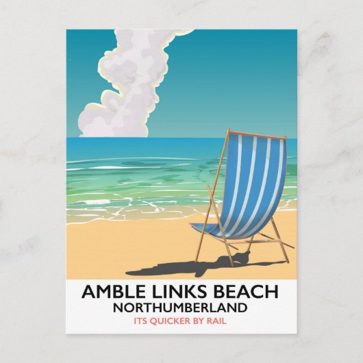 Amble Links Beach Northumberland Reisposter Briefkaart (Voorkant)