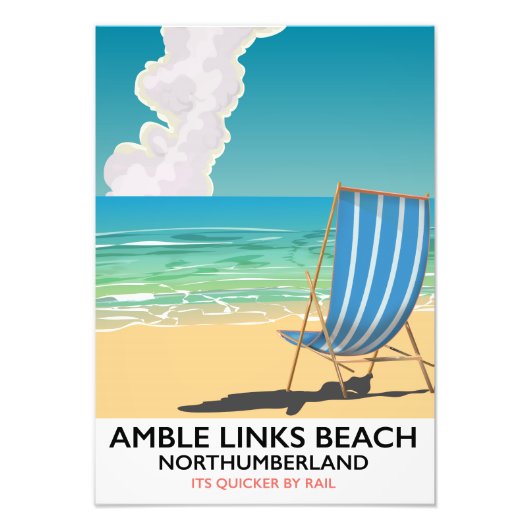 Amble Links Beach Northumberland Travel poster (Voorkant)