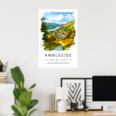 Ambleside Aquarel Vintage Reisposter Skiën Poster (Thuiskantoor)