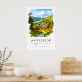 Ambleside Aquarel Vintage Reisposter Skiën Poster (Keuken)