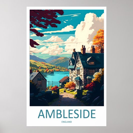 Ambleside Vintage Reisposter Ski Nationaal Park Poster (Voorkant)