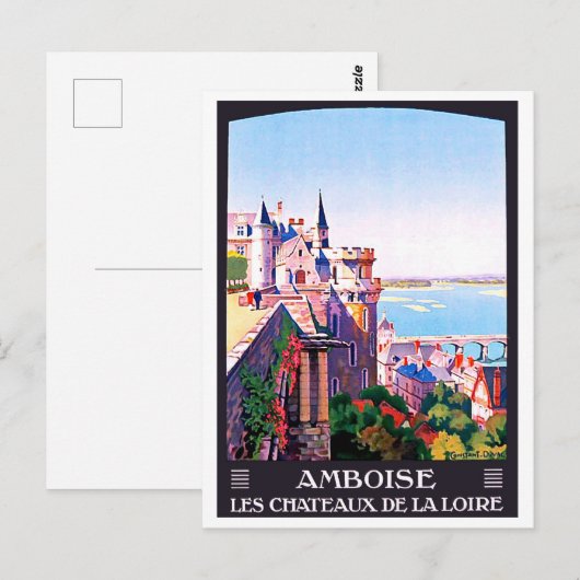 Amboise, middeleeuws kasteel, Frankrijk Briefkaart (Voorkant / Achterkant)