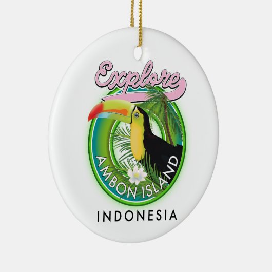 Ambon eiland Indonesië reislogo Keramisch Ornament (Rechts)