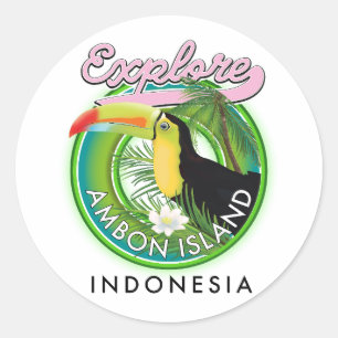 Ambon eiland Indonesië reislogo Ronde Sticker