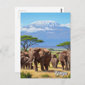 Amboseli Nationaal Park Kenia Olifanten Briefkaart (Voorkant / Achterkant)