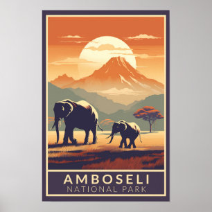 Amboseli National Park Kenia Reis Kunst Vintage Poster