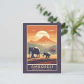 Amboseli National Park Kenia Travel Art Vintage Briefkaart (Staand voorkant)