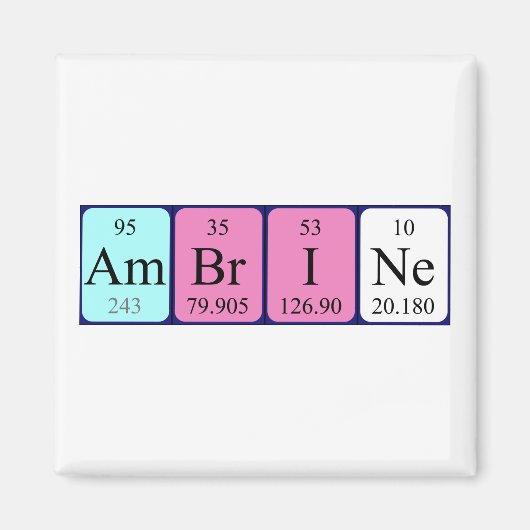 Ambrine periodieke tabelnaam magneet (Voorkant)