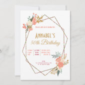 Ambrose Coral Floral Geometrisch Lijst 50ste Verja Kaart (Voorkant)