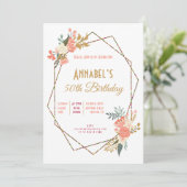 Ambrose Coral Floral Geometrisch Lijst 50ste Verja Kaart (Staand voorkant)