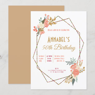 Ambrose Coral Floral Geometrisch Lijst 50ste Verja Kaart