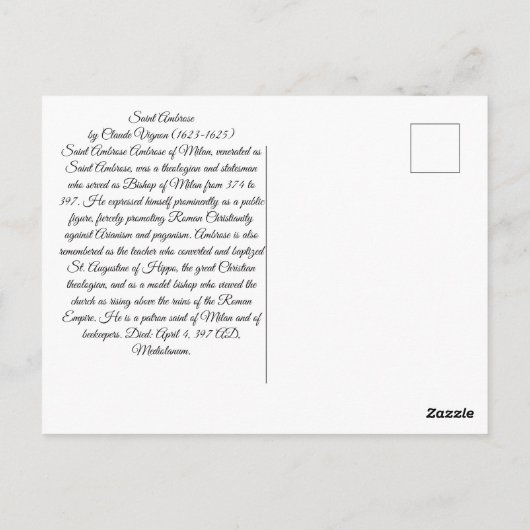 Ambrose de Milaan Briefkaart (Achterkant)