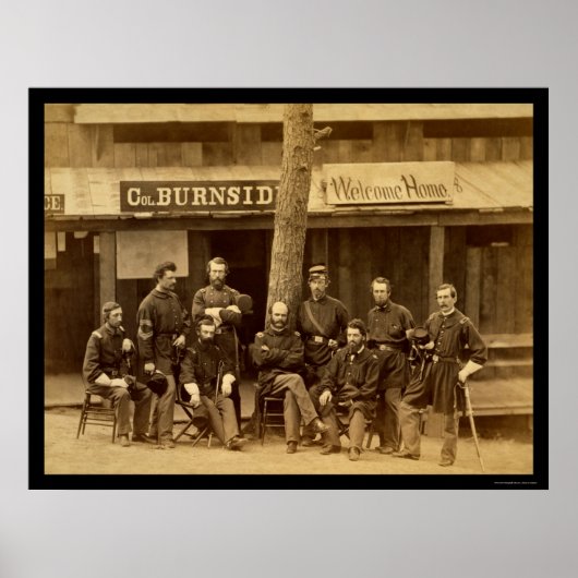 Ambrose Everett Burnside met RI Volunteers 1861 Poster (Voorkant)