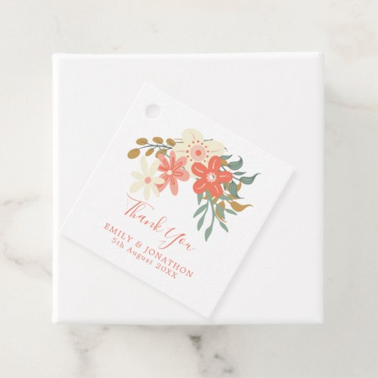 Ambrose Koraal Bloemen Namen bericht bruiloft Bedankjes Labels (In situ)