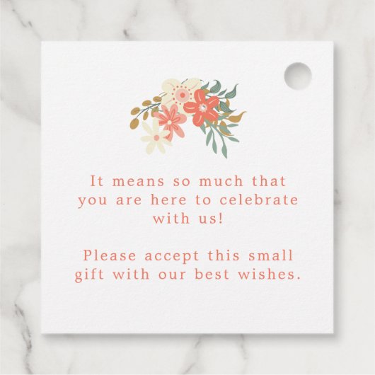 Ambrose Koraal Bloemen Namen bericht bruiloft Bedankjes Labels (Achterkant)