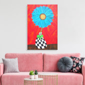 Ambrosino Art Blauwe Bloem Vaas Muur Canvas Afdruk (Insitu (Woonkamer))