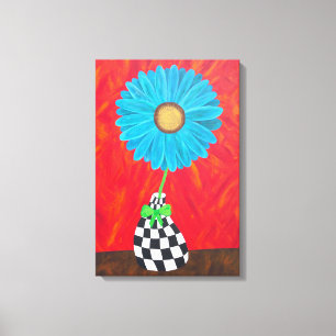 Ambrosino Art Blue Flower Vase Wall Canvas Afdruk