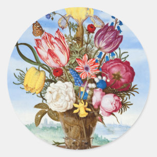 Ambrosius Bosschaert Boeket bloemen Stilleven Ronde Sticker