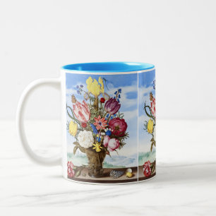 Ambrosius Bosschaert Bouquet op de rand van een ra Tweekleurige Koffiemok