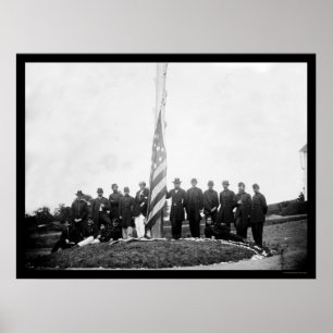 Ambtenaren die de vlag bij Georgetown 1865 verlich Poster