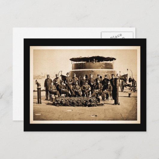 Ambtenaren op het deck van de Ironclad Monitor Bur Briefkaart (Voorkant / Achterkant)