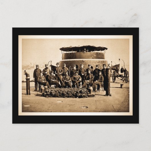 Ambtenaren op het deck van de Ironclad Monitor Bur Briefkaart (Voorkant)