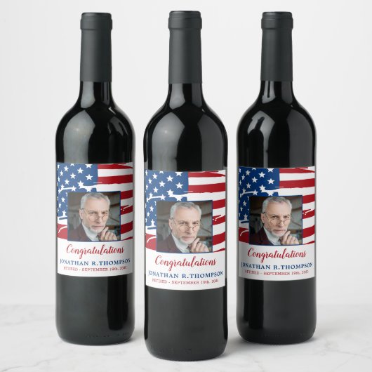 Ambtshalve Amerikaanse vlag Patriottisch Wijn Etiket (Flessen)