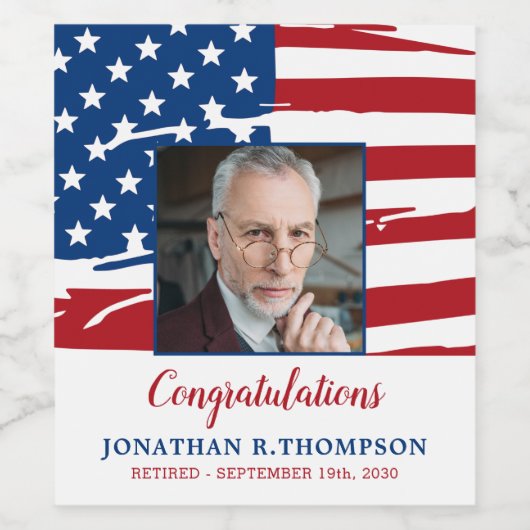 Ambtshalve Amerikaanse vlag Patriottisch Wijn Etiket (Enkel label)