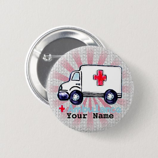 Ambulance aangepaste naam pin ronde button 5,7 cm (Voorkant /achterkant)