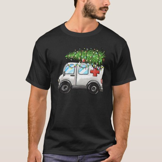 Ambulance Auto Kerstboom Lichten EMT EMS T-shirt (Voorkant)