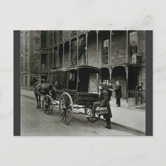 Ambulance Bellevue Hospital, New York City 1895 Briefkaart (Voorkant)