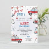 Ambulance Birthday Invite First Responder Medic Kaart (Staand voorkant)