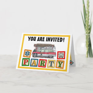 Ambulance Birthday Party Invitation Bedankkaart