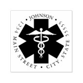 Ambulance Black Star of Life Retourlabel Zelfinktende Stempel (Design)