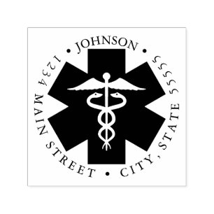 Ambulance Black Star of Life Retourlabel Zelfinktende Stempel