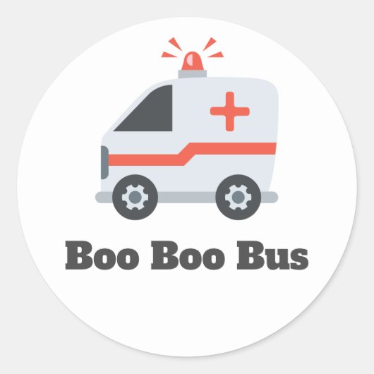 Ambulance Boo Boo Bus, EMS Humor Ronde Sticker (Voorkant)