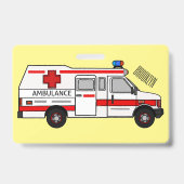 Ambulance cartoon illustratie badge (Achterkant)
