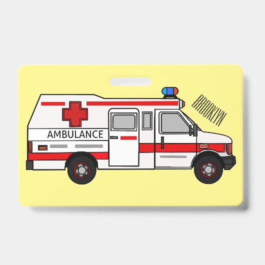 Ambulance cartoon illustratie badge (Voorzijde)
