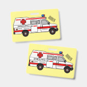 Ambulance cartoon illustratie badge (Voor- en achterkant)