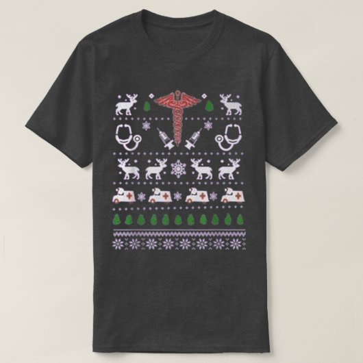 Ambulance Christmas Tree AMR Deer Xmas Snow  T-shirt (Design voorkant)