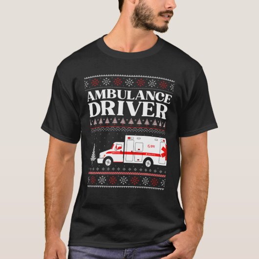 Ambulance driver Ugly Kerstmis EMS EMT Paramedic T-shirt (Voorkant)