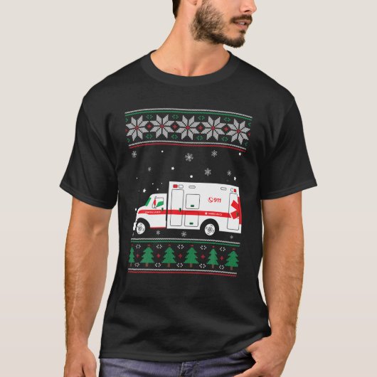 Ambulance driver Ugly Kerstmis EMS EMT Paramedic T-shirt (Voorkant)