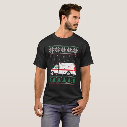 Ambulance driver Ugly Kerstmis EMS EMT Paramedic T-shirt (Voorkant volledig)