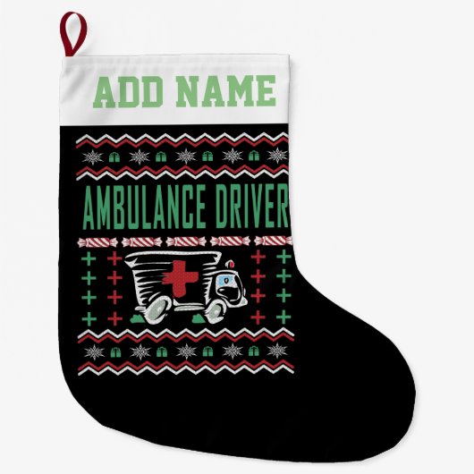 Ambulance driver Ugly KerstSweater Grote Kerstsok (Voorkant)