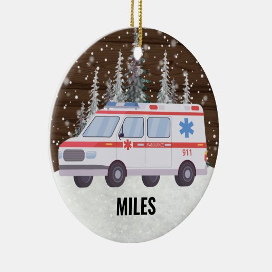 Ambulance EMT Paramedische kerst Keramisch Ornament (Rechts)