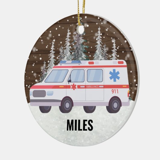Ambulance EMT Paramedische kerst Keramisch Ornament (Links)