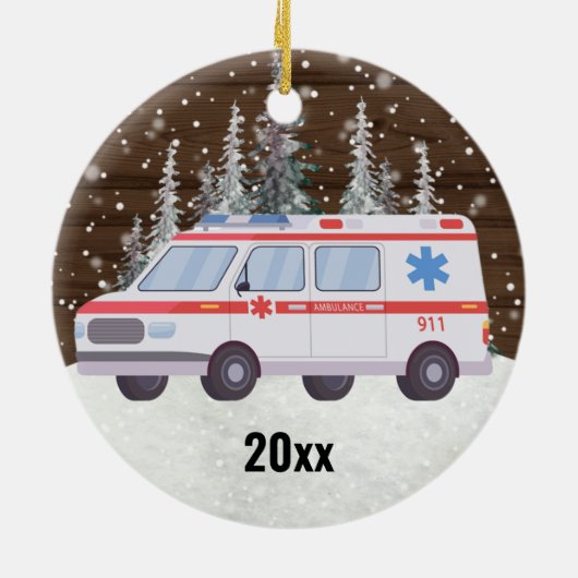 Ambulance EMT Paramedische kerst Keramisch Ornament (Achterkant)