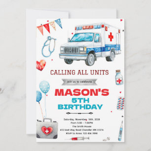 Ambulance feestthema uitnodiging