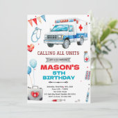 Ambulance feestthema uitnodiging (Staand voorkant)